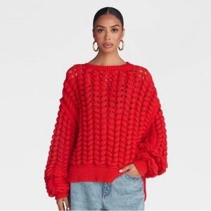 KBB by KAHLANA Women's Pullover Sweater 'The Chunky Knit Crew' - L